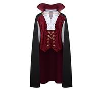 Spooktacular Creations Renaissance Medieval Scary Vampire Deluxe Halloween Costume for Men Role-Playing Sins Cosplay (Medium, Red)
