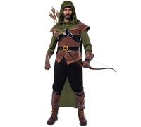 Spooktacular Creations Renaissance Robin Hood Deluxe Men Costume Set Made of Leather for Halloween Dress Up Party (Small)
