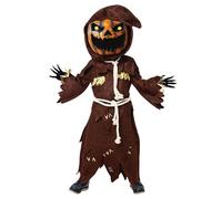 Spooktacular Creations Scary Scarecrow Costume for Kids, Pumpkin Outfit for Boys, Halloween Apparel for Boys w/Pumpkin Head-L