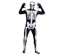 Spooktacular Creations Skeleton Bone Bodysuit Halloween Costumes Skin for Men with Skeleton Hood Mask