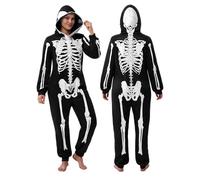 Spooktacular Creations Skeleton Jumpsuit Pajama Jumpsuit for Adult Women Halloween Costume, Trick or Treat, Themed Party