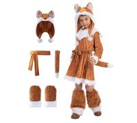 Spooktacular Creations Sweet Girls Fox Costume Set for Halloween Dress Up Party, Role-Playing, Carnival Cosplay, Jungle-Themed Party (Medium (8-10 yrs))