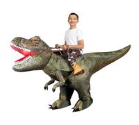 Spooktacular Creations T-Rex Inflatable Costume for Kids, Funny Air Blow Up Costumes, Digital Printing Ride-On Dinosaur Costumes for Halloween Costume Parties, Green
