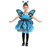 Spooktacular Creations Unique Fantasy Monarch Butterfly Costume for Kids, Fancy dress up for girls Butterfly Wings, Magic Wand and Headband set,Halloween Costume for Girls