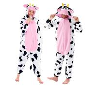 Spooktacular Creations Unisex Adult jumpsuit Plush jumpsuit Cow Animal Costume (XL)