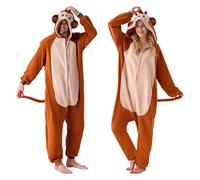 Spooktacular Creations Unisex Adult Monkey jumpsuit Plush Monkey Costume with Hat and Tail for Dress Up Party Role Playing Themed Parties Halloween Costume (XL)