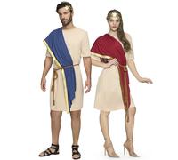 Spooktacular Creations Unisex Adult Toga Costume Set, Biblical Greek Halloween Couples Costumes with Ancient Roman Tunic, Shawls, Belt and Leaf Crown for Halloween Dress Up Party
