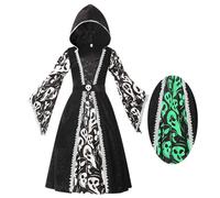 Spooktacular Creations Witch Costume for Girls, Black Dark Witch Print Dress for Girls Halloween Dress Up and Role-Playing-M