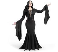 Spooktacular Creations Women Black Gothic Vintage Dress Costume, Floor Length Witch Dress for Halloween, Black