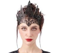 Spooktacular Creations Women Die Cut Crown, Black Queen Crown Head Piece Tiaras Accessory for Halloween Dress up, Halloween Gothic Costume Cosplay