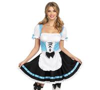 Spooktacular Creations Women German Oktoberfest Costume Set, Black and Blue German Beer Girl Dress and High Stockings S S