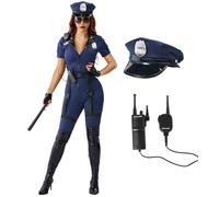 Spooktacular Creations Women Police Costume Set, Adult Cop Halloween Costumes Jumpsuit for Halloween Cosplay Party-XL