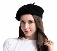 Spooktacular Creations Wool Beret Hat for Women, French Beret Hat, Warm Black Hat Cap