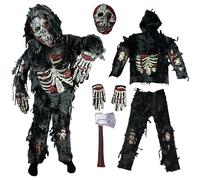 Spooktacular Creations Zombie Deluxe Costume for Child with Bloody Axe, Black (Toddler (3-4 yrs))