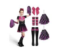 Spooktacular Creations Zombie Halloween Cheerleader Costume, Black Rosy Scary Cheerleader Costume, Cheerleader Costume for Girls Halloween Party Role Play-S