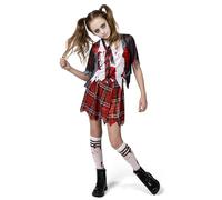 Spooktacular Creations Zombie Schoolgirl Costume, Girl Bloody Zombie Costume for Kids,Halloween, School, Event Party Dress Up, Black, M