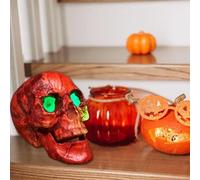 Spooktacular Halloween: With Realistic Glow In The Dark Adult Skeleton Props Terrifyingly Creepy: Scary Adult Skeletons For Halloween Decorations Old M-an Mask(1-Red,16x12x19)