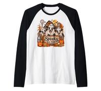 Spooky All Year Funny Ghost Cows Barn Homestead Halloween Raglan Baseball Tee