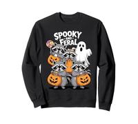 Spooky And Feral Funny Creepy Raccoon Halloween Ghost Sweatshirt