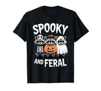 Spooky and Feral Funny Creepy Raccoon Halloween Ghost T-Shirt