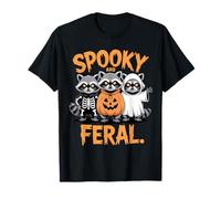 Spooky and Feral Funny Creepy Raccoon Halloween Ghost T-Shirt