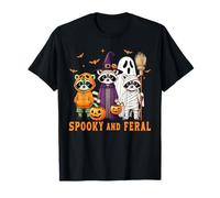 Spooky and Feral Halloween Cute Raccoon Ghost Mummy Witch T-Shirt