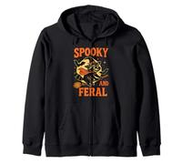 Spooky and Feral Raccoon Halloween Costume Trash Panda Witch Zip Hoodie