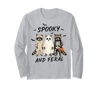 Spooky and Feral Raccoon Halloween Costume Trio with Bats Long Sleeve T-Shirt