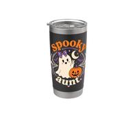 Spooky Aunt Cute Ghost Halloween Pumpkin Bats Spiderweb Fun Stainless Steel Insulated Tumbler
