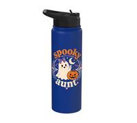 Spooky Aunt Cute Ghost Halloween Pumpkin Bats Spiderweb Fun Stainless Steel Insulated Water Bottle