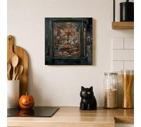 Spooky Bakery Window Scene Halloween Canvas Kitchen Wall Art 12x12