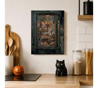 Spooky Bakery Window Scene Halloween Canvas Kitchen Wall Art 12x16