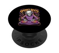 Spooky Beats Halloween DJ Skeleton Party Mixer PopSockets Adhesive PopGrip