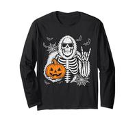 Spooky Bigfoot Jack O Lantern Skeleton Halloween Boys Men's Long Sleeve T-Shirt