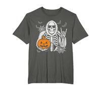 Spooky Bigfoot Jack O Lantern Skeleton Halloween Boys Men's T-Shirt, Men's Big and Tall, Asphalt Grey, 4X Tall