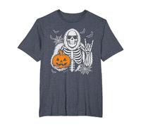 Spooky Bigfoot Jack O Lantern Skeleton Halloween Boys Men's T-Shirt, Men's Big and Tall, Heather Blue, 4X Tall