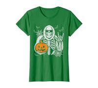 Spooky Bigfoot Jack O Lantern Skeleton Halloween Boys Men's T-Shirt, Women, Kelly Green, 3X-Large