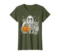 Spooky Bigfoot Jack O Lantern Skeleton Halloween Boys Men's T-Shirt, Women, Olive Green, 3X-Large