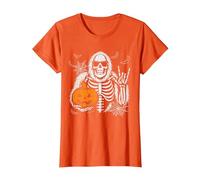 Spooky Bigfoot Jack O Lantern Skeleton Halloween Boys Men's T-Shirt, Women, Orange, Medium