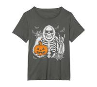 Spooky Bigfoot Jack O Lantern Skeleton Halloween Boys Men's T-Shirt, Women's Plus, Asphalt Grey, 5X