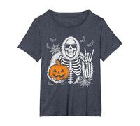 Spooky Bigfoot Jack O Lantern Skeleton Halloween Boys Men's T-Shirt, Women's Plus, Heather Blue, 5X