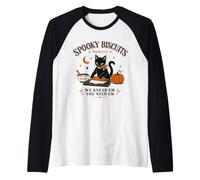 Spooky Biscuit Bakery Black Cat Baking Humor Mood Raglan Baseball Tee