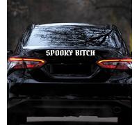 Spooky Bitch Decal Sticker - Autumnal Sticker for Car, Laptop & Mirror, Halloween Spooky Season Accessory, Fall Vibes, Goth Girly Car Sicker