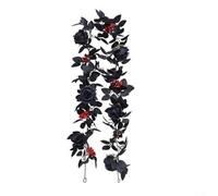 Spooky Black Artificial Rose Garland Hanging Vine, with Silk Flowers Gothic Style Decor Dark Floral Arrangement, for Indoor Outdoor Decorative 5.7FT Long(F)