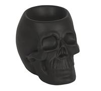 Spooky Black Ceramic Skull Oil Burner - 10cm x 10cm (1 Pc.) - Luxurious Design, Premium Material, Aromatherapy Accessory - Ideal for Home & Office Decor