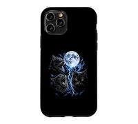 Spooky Black Gothic Cats Funny Meow Howling Moon Cat Meme Case for iPhone 11 Pro