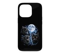 Spooky Black Gothic Cats Funny Meow Howling Moon Cat Meme Case for iPhone 13 Pro
