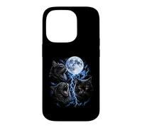 Spooky Black Gothic Cats Funny Meow Howling Moon Cat Meme Case for iPhone 14 Pro