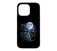 Spooky Black Gothic Cats Funny Meow Howling Moon Cat Meme Case for iPhone 14 Pro Max