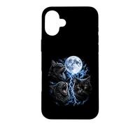 Spooky Black Gothic Cats Funny Meow Howling Moon Cat Meme Case for iPhone 16 Plus